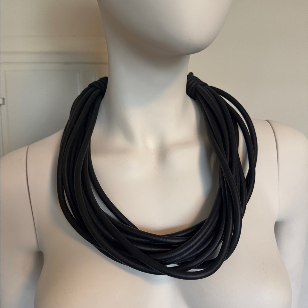Black Rubber Layered Chunky Necklace